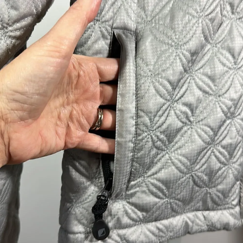 PREDATOR WEAR Women's Lightweight Quilted Zip-Up Coat Jacket Silver Size XS
